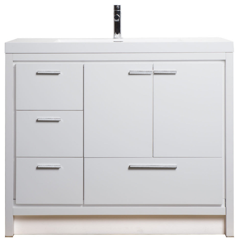 ConceptBaths Enna 42" Modern Bath Vanity, Gloss White