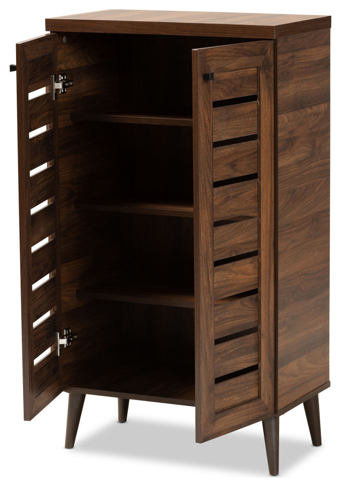 Hank Modern Shoe Cabinet, Walnut Brown