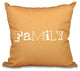 18"x18" Family, Word Print Pillow, Gold