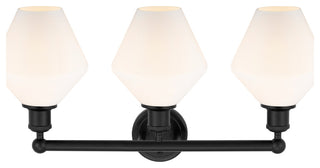 Cindyrella 3-Light 26" Bath Vanity Light, Matte Black -Cased Matte White Shade