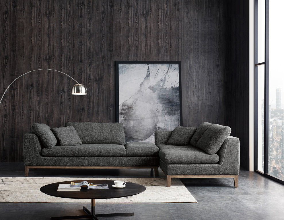 Divani Casa Hickman Modern Dark Gray Fabric Sectional Sofa