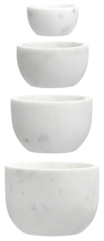 White Marble Bowls, 4-Piece Set