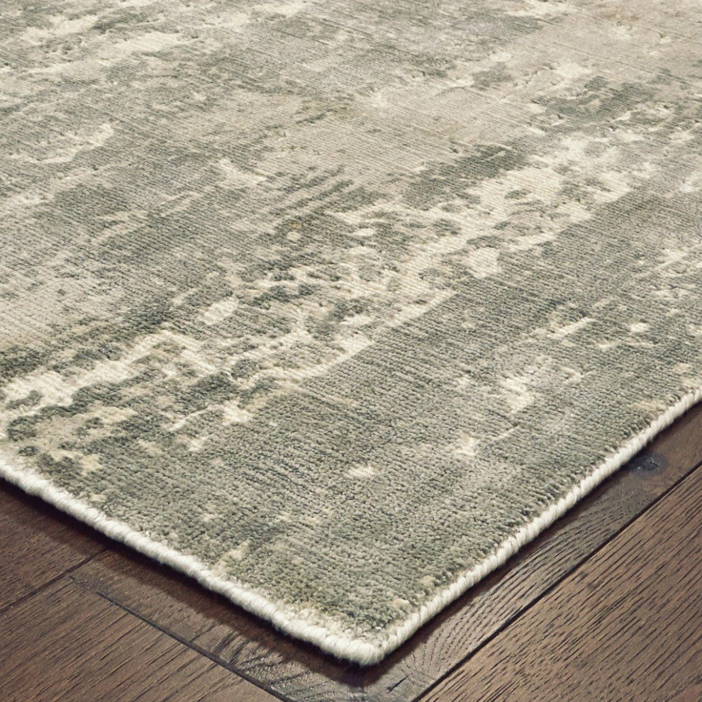 8??X 10??Gray And Ivory Abstract Splash Indoor Area Rug