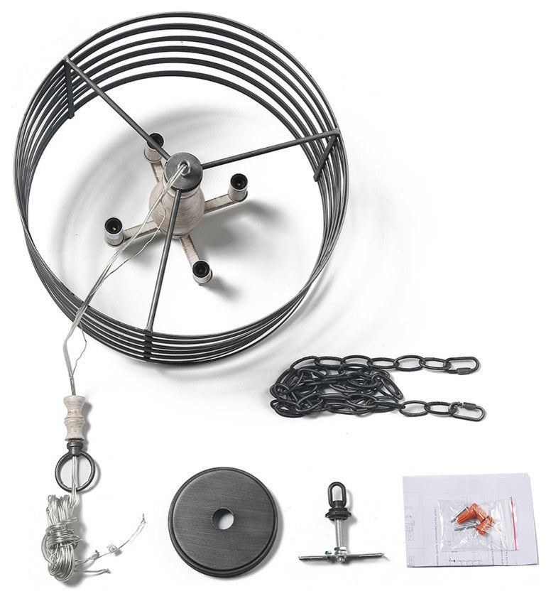 LALUZ 4-Light Drum Pendant Lighting E12 Candle Chandeliers