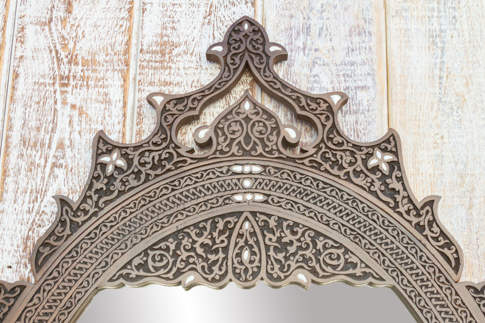 Finely Carved and Inlaid Mirror