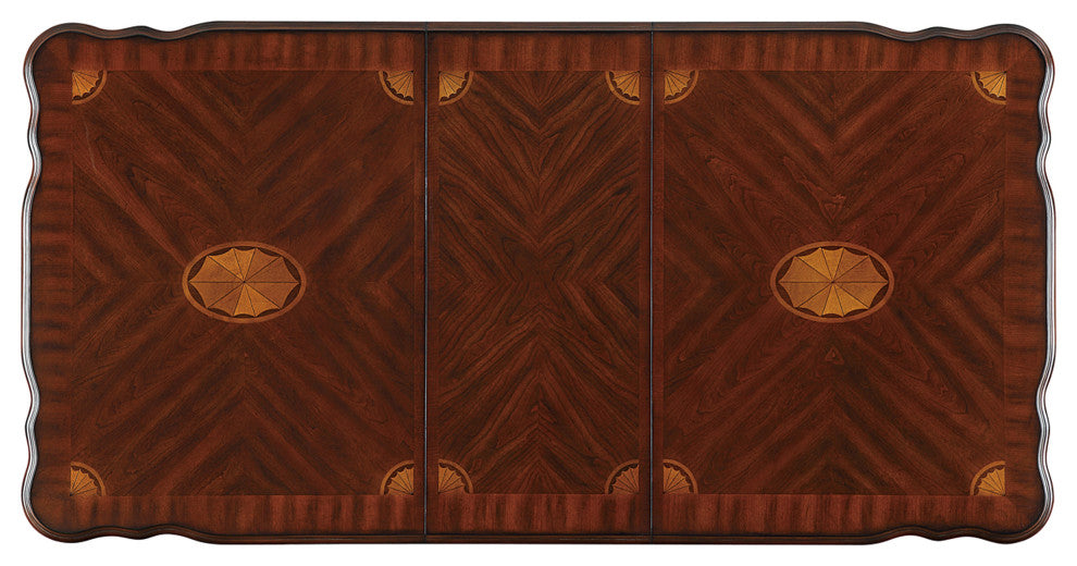 Benzara BM219908 Wooden Extendable Leaf Dining Table, Cabriole Legs, Dark Brown
