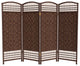 4' Tall Fiber Weave Room Divider, Dark Mocha, 4 Panels