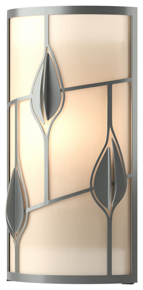 Alison's Leaves Sconce, Vintage Platinum Finish, White Art Glass