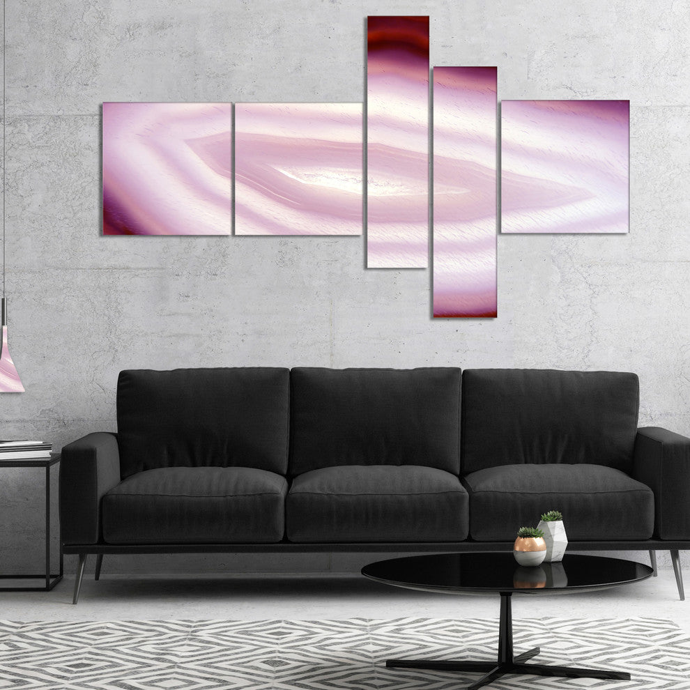 Pink Agate Geode Geological Crystals, Abstract Canvas Artwork, 60"x32", 5 panels