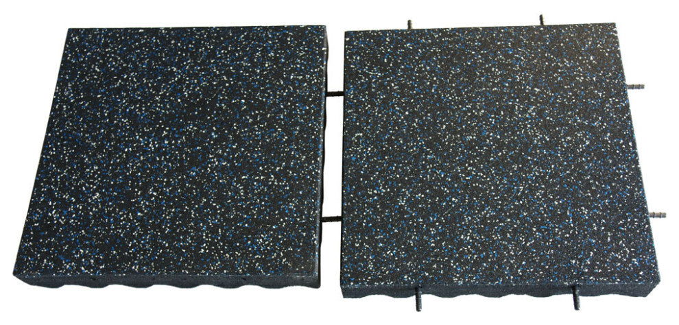 Eco-Safety Interlocking Tiles 3", Blue/White Speckled, 150-Pk
