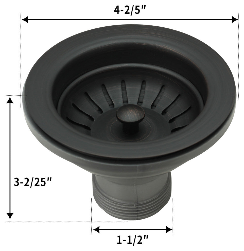 Copper Kitchen Sink Stopper for 3.5" Standard Strainer Drain, Oil Rubbed Bronze