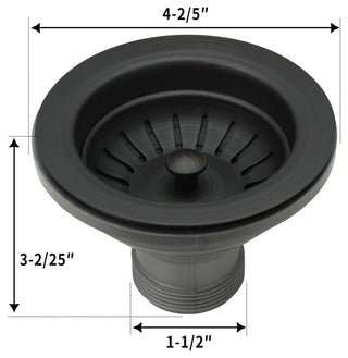 Copper Kitchen Sink Stopper for 3.5" Standard Strainer Drain, Oil Rubbed Bronze