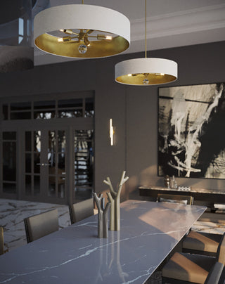 Celine Pendant 30" Black Finish, White/Gold Shade