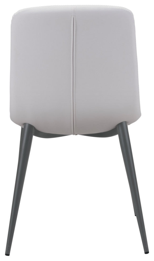 Dining Chair, Set of 2, Faux Vinyl Leather, Steel, White, Dark Gray, Cafe