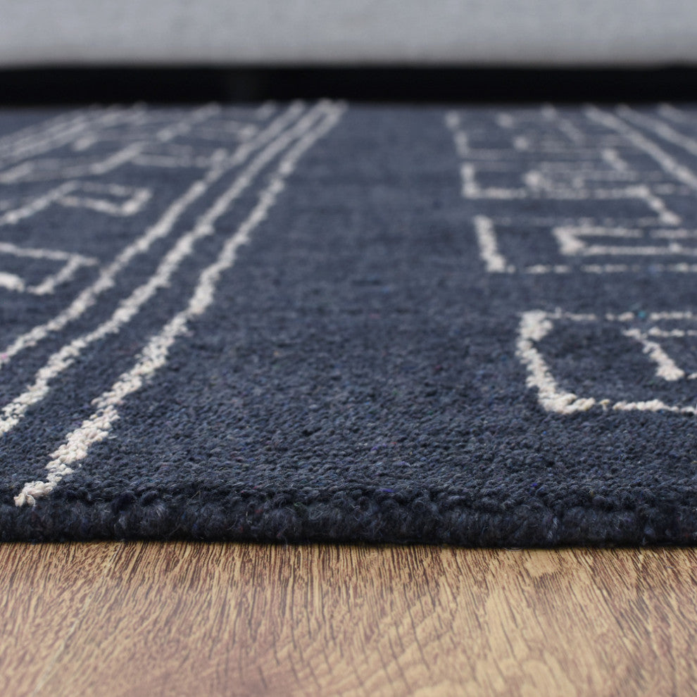 HAND KNOTTED LOOM SILK ECO-FRIENDLY AREA RUGS-Rectangle,Charcoal Beige,Geometric