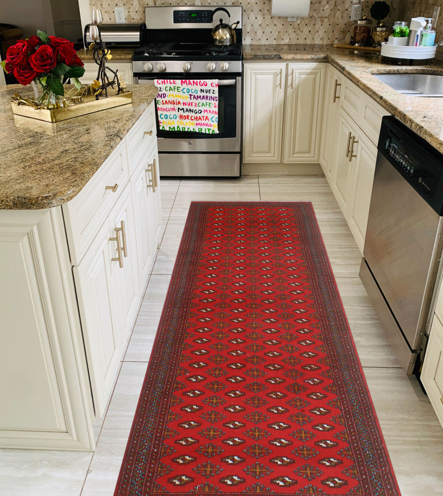 Vintage Distressed Ainsley Red/Brown Runner, 3'2x9'6