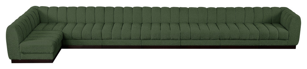 Quinn Chenille Upholstered 8-Piece L-Shaped Modular Sectional, Green