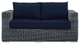Summon Outdoor Patio Sunbrella, Loveseat, Canvas Navy