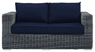 Summon Outdoor Patio Sunbrella, Loveseat, Canvas Navy