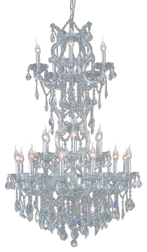Elegant Maria Theresa Dining Room Light, Chrome Finish With Royal Cut Crystal