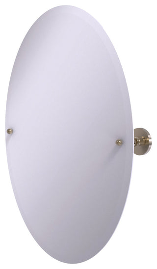 Frameless Oval Beveled Edge Tilt Mirror, Antique Pewter