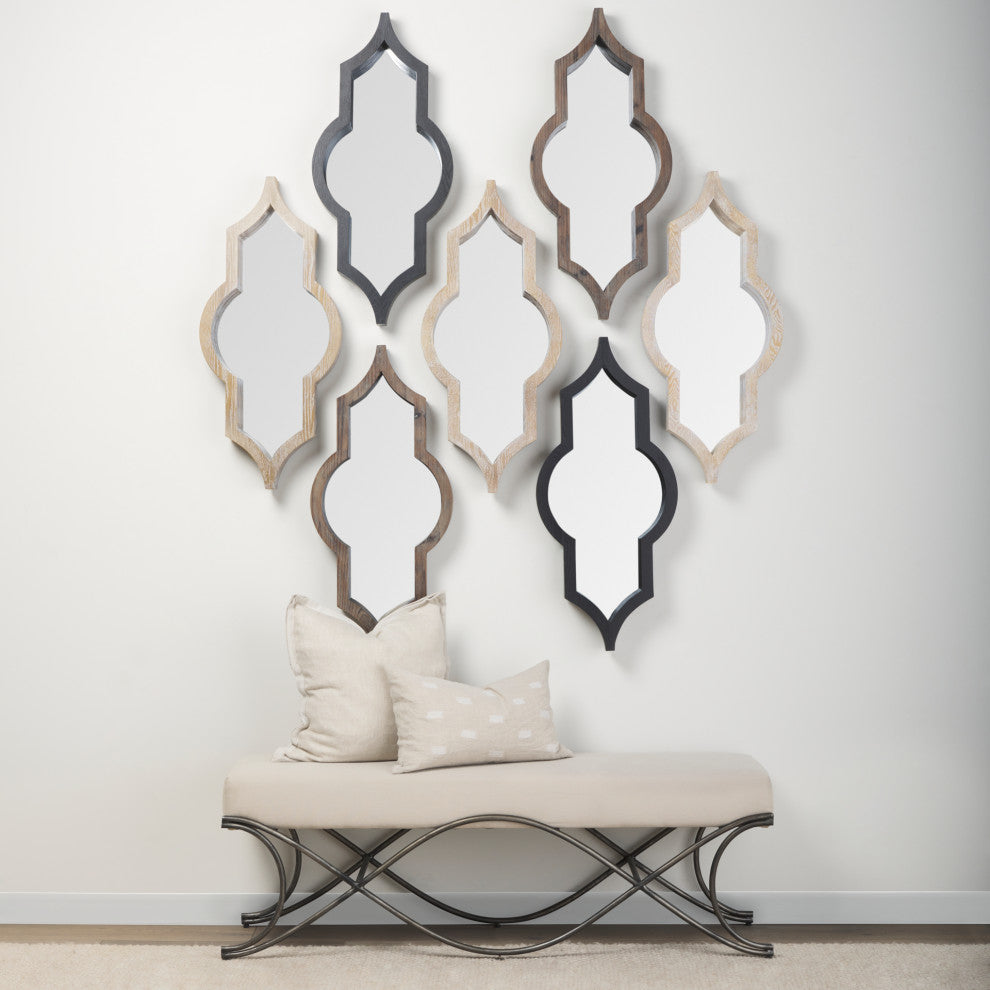 Tamanar 15.0x3.0x34.1 Light Brown Wood Frame Wall Mirror