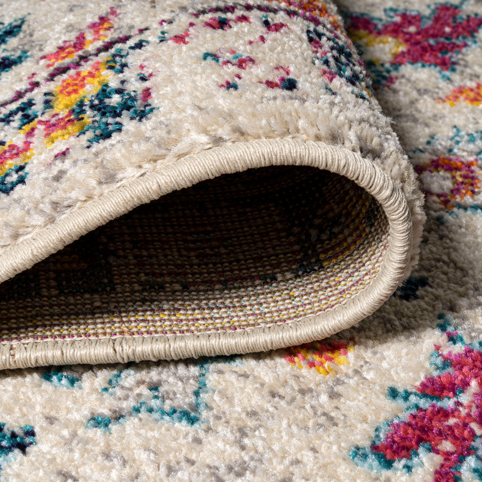 Modern Persian Boho Floral Beige/Multi 4 ft. x 6 ft. Area Rug