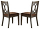 Set of 2 Upholstered Side Chair, Brown/Espresso Finish