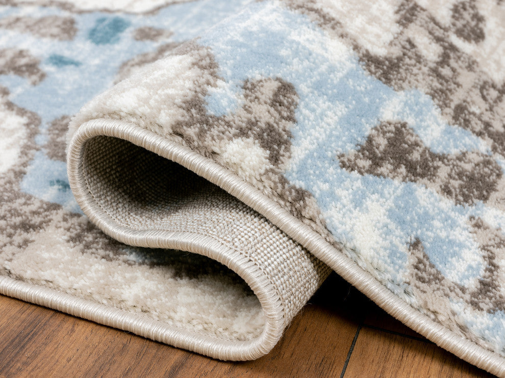 Abani Arto Collection ART180A Teal Beige Abstract Art Area Rug