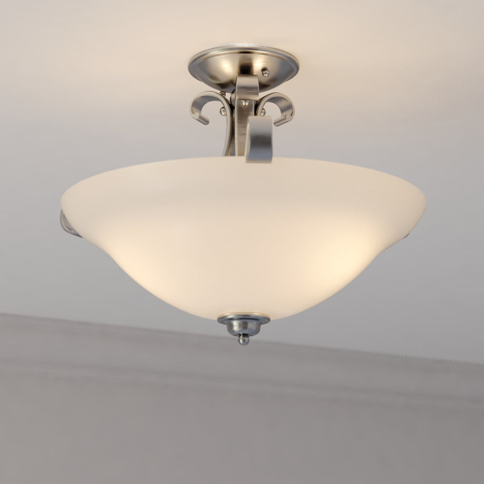 Monrovia 17" Semi-Flush Mount Ceiling Light, Brushed Nickel