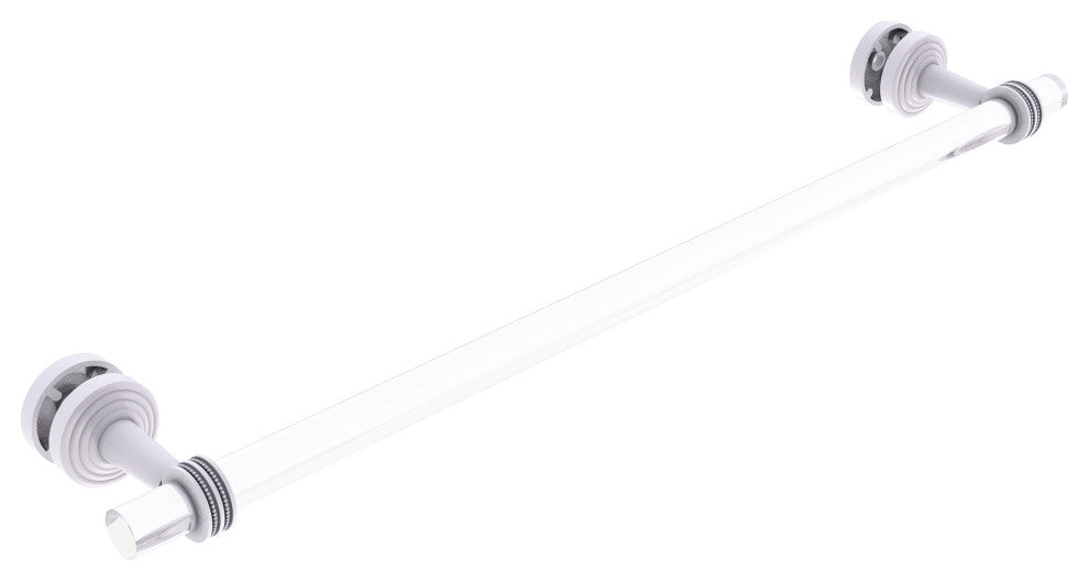 Pacific Beach 24" Shower Door Towel Bar with Dotted Accents, Matte White