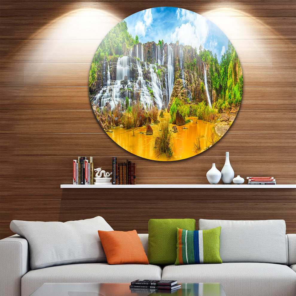 Pongour Waterfall, Landscape Photography Round Wall Art, 38"