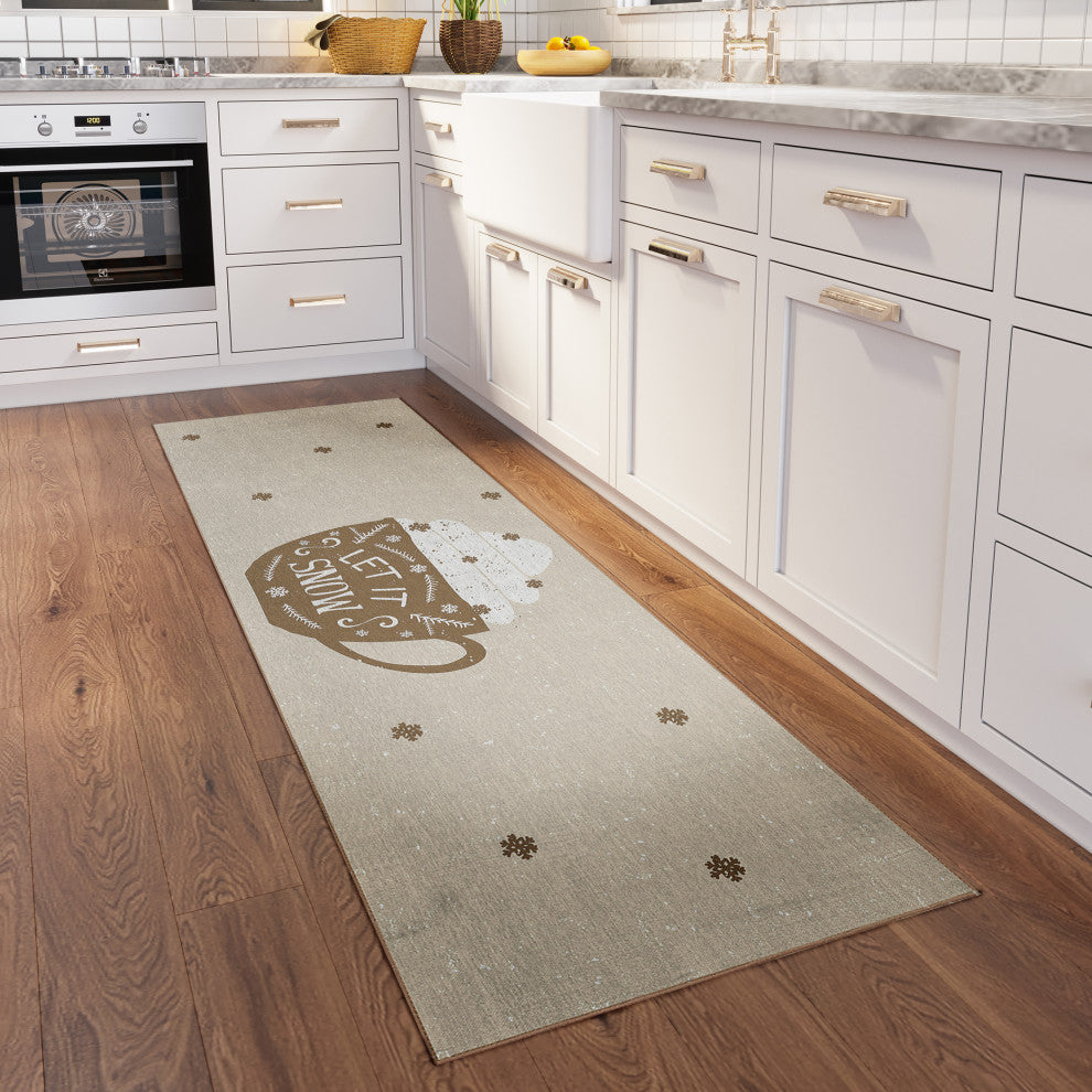 Indoor/Outdoor Wonderland WN7 Beige Machine Washable 2'3" x 7'6" Runner Rug