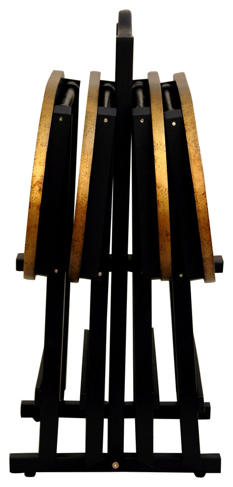 Rosewood TV Tray Set, Antique Gold