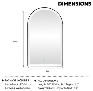 Estartit Oval LED Wall Mount Mirror, Brushed Black, 24" W X 40" H