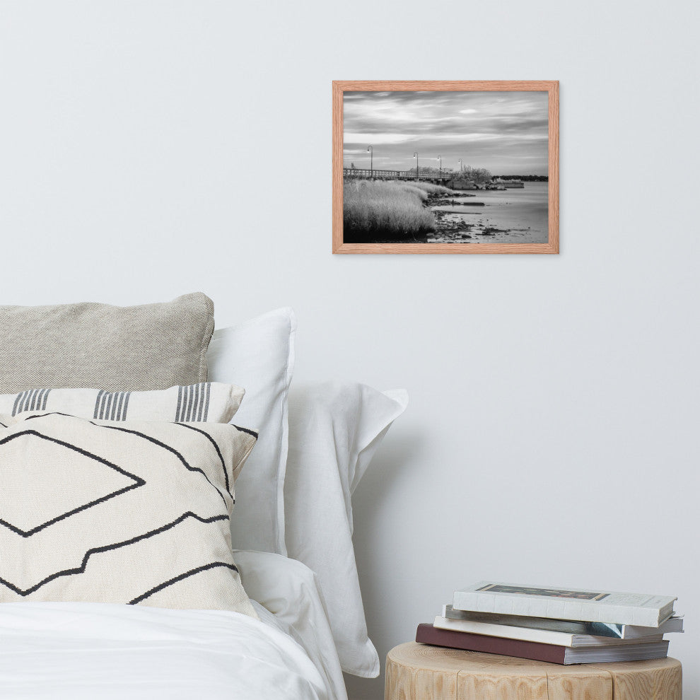 Historic New Castle 2 Coastal Landscape Framed Photo Paper Wall Art Prints, Red Oak, 12" X 16"