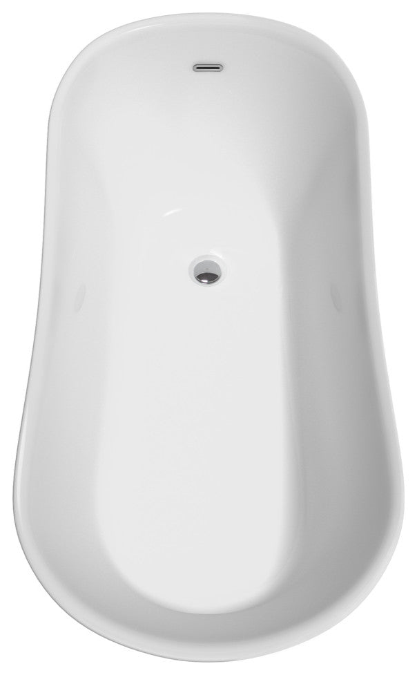 Wyndham WCBTO85467PCTRIM Janice Soaking Bathtub in White with Polished Chrome Tr