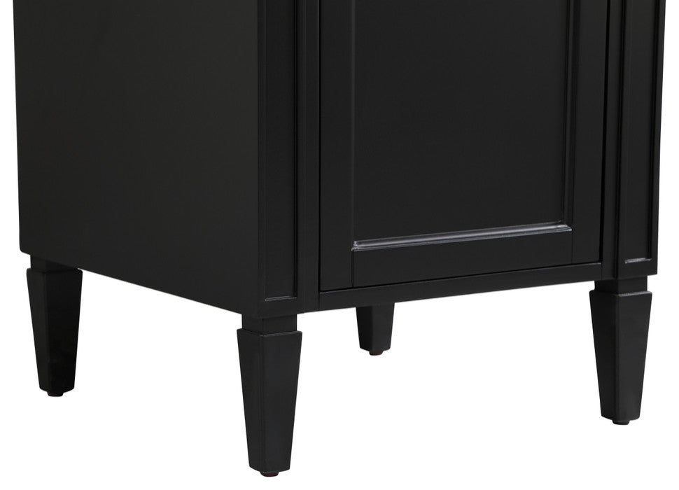 Home Living Vanity with Carrara White Marble Countertop, Black, 21", Single Sink