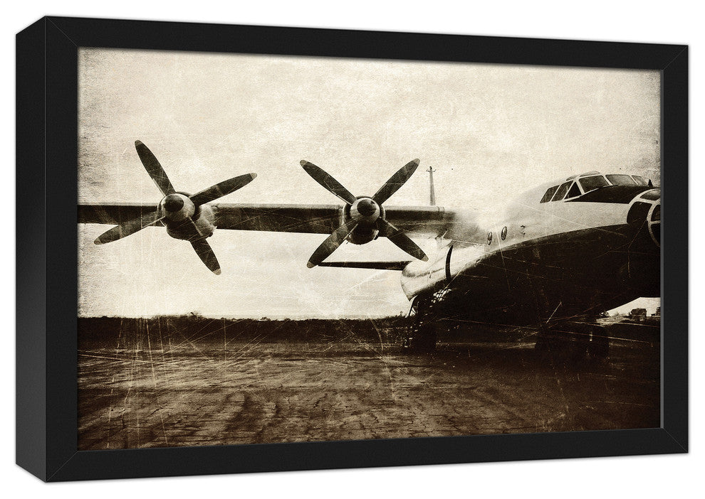 Vintage Plane 12x18 Black Framed Canvas