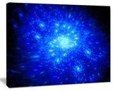 Blue Fireworks on Black, Abstract Art on Canvas, 40x30