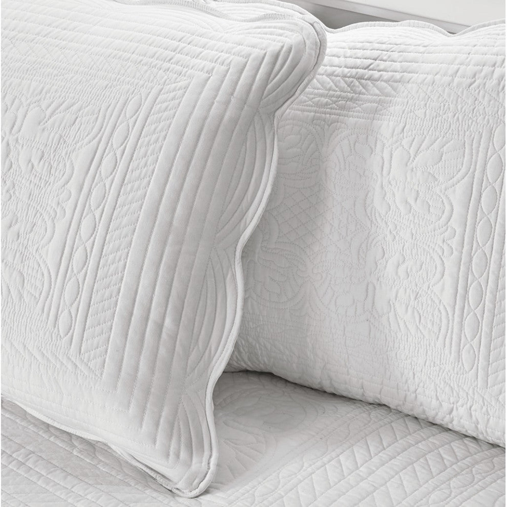 Madison Park Tuscany 6 Piece Reversible Scalloped Edge Daybed Cover Set, White