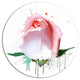 Pink Rose With Paint Splashes, Floral Round Metal Wall Art, 11"
