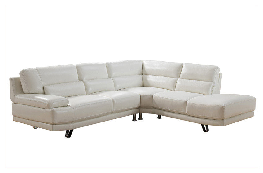 Vivian Leather Craft Sectional, Ivory White