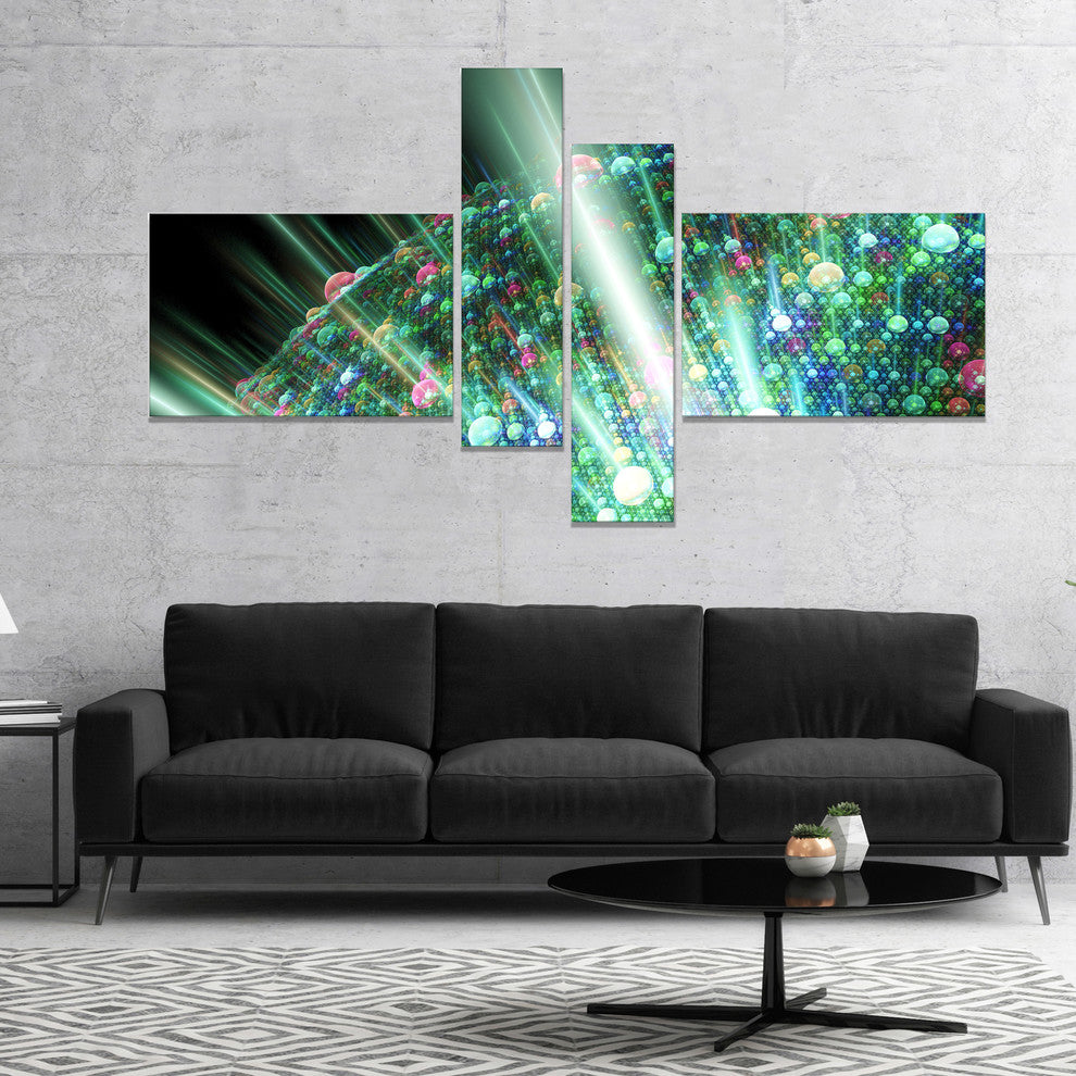 Bright Blue Solar Bubbles Planet, Abstract Canvas Wall Art, 60"x32", 4 panels