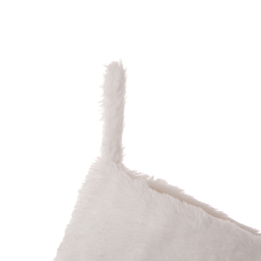 Set of 3 2 White Plush With Snowflake Christmas Stockings, A Tree Skirt
