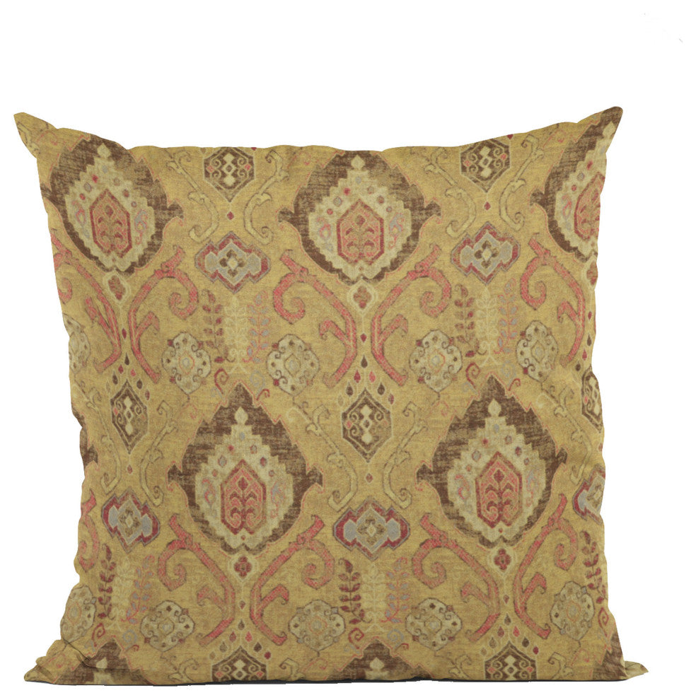 Vintage Gold Romero Woven Luxury Throw Pillow, Double sided 16"x16"