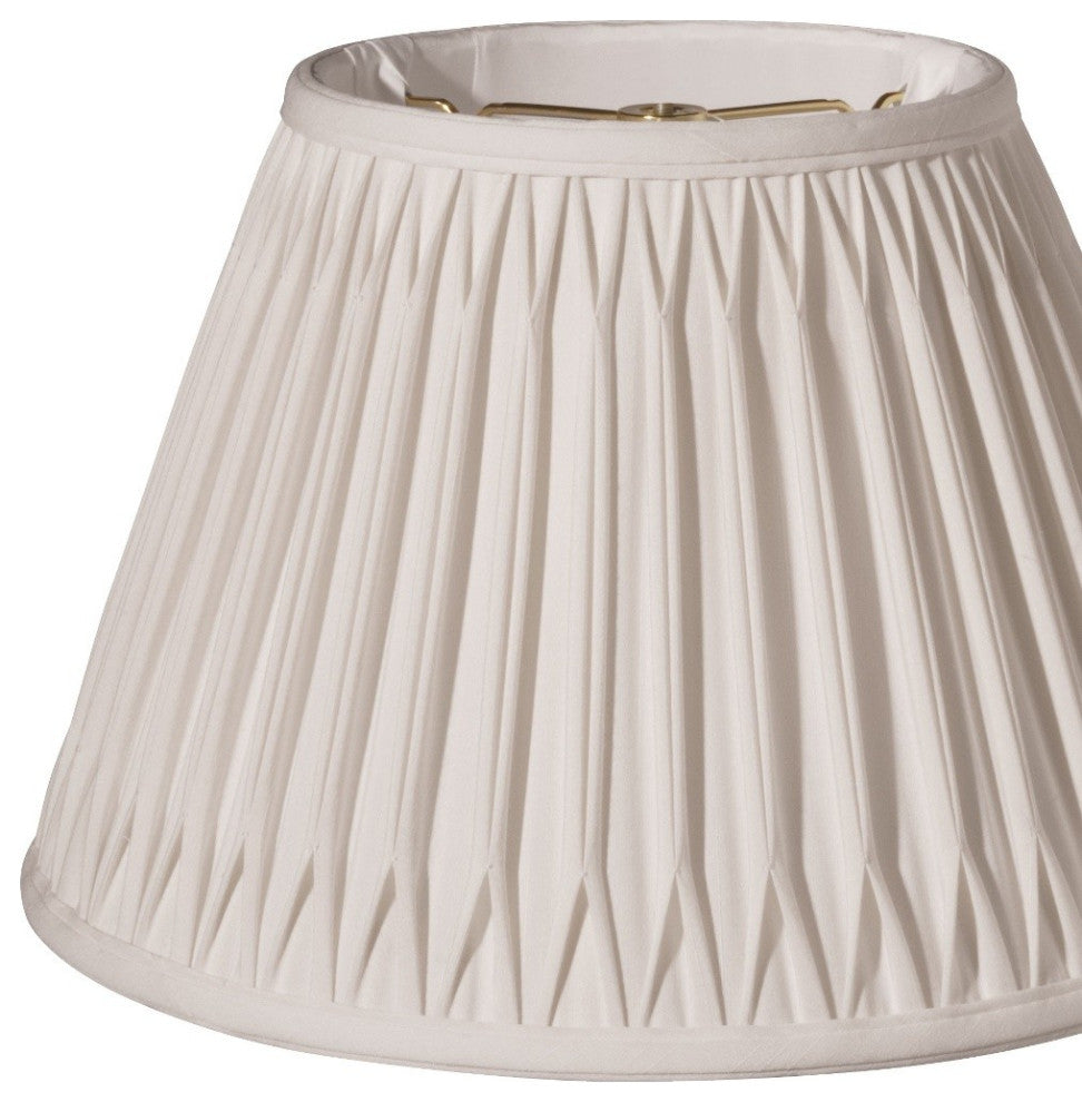 16" Cream Slanted Bell Smocked Paperback Shantung Lampshade