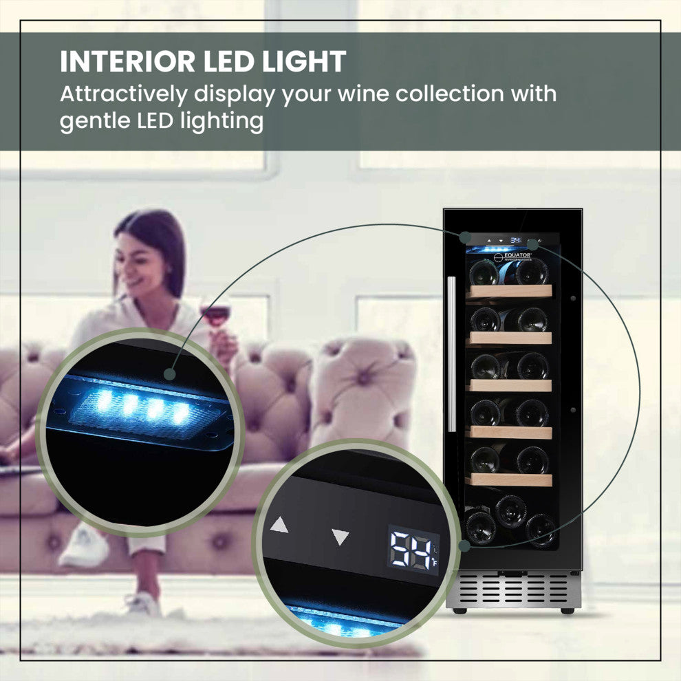 18 bottle Built-in/Freestanding Wine Ref with 7 color LED Lights, Black