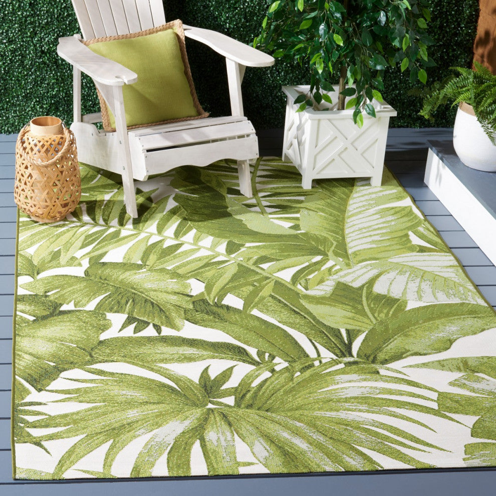 Safavieh Barbados Collection Indoor-Outdoor BAR598 Rug, Ivory/Green, 4'x6'