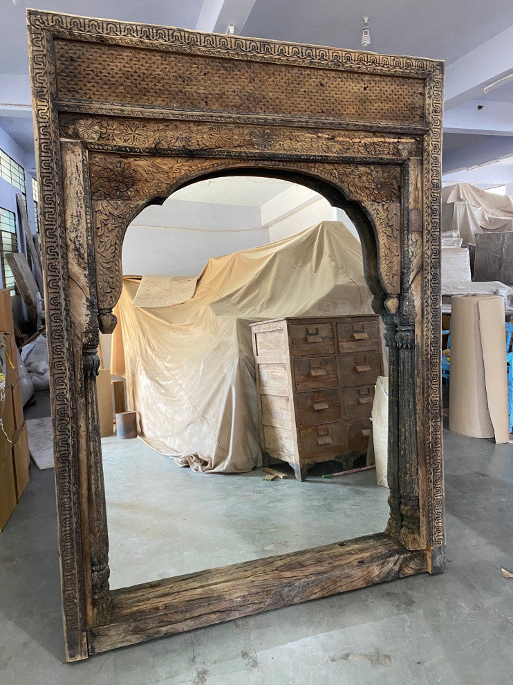 Consigned Large Old India Doorway Mirror 2